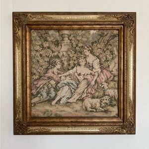 Vintage Tapestry in Ornate Gold Frame